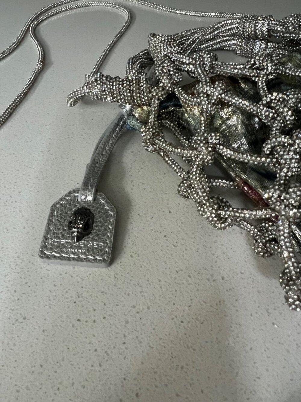 KURT GEIGER LONDON Mini Macramé Crystal Drawstring Bag - Picture 6 of 10